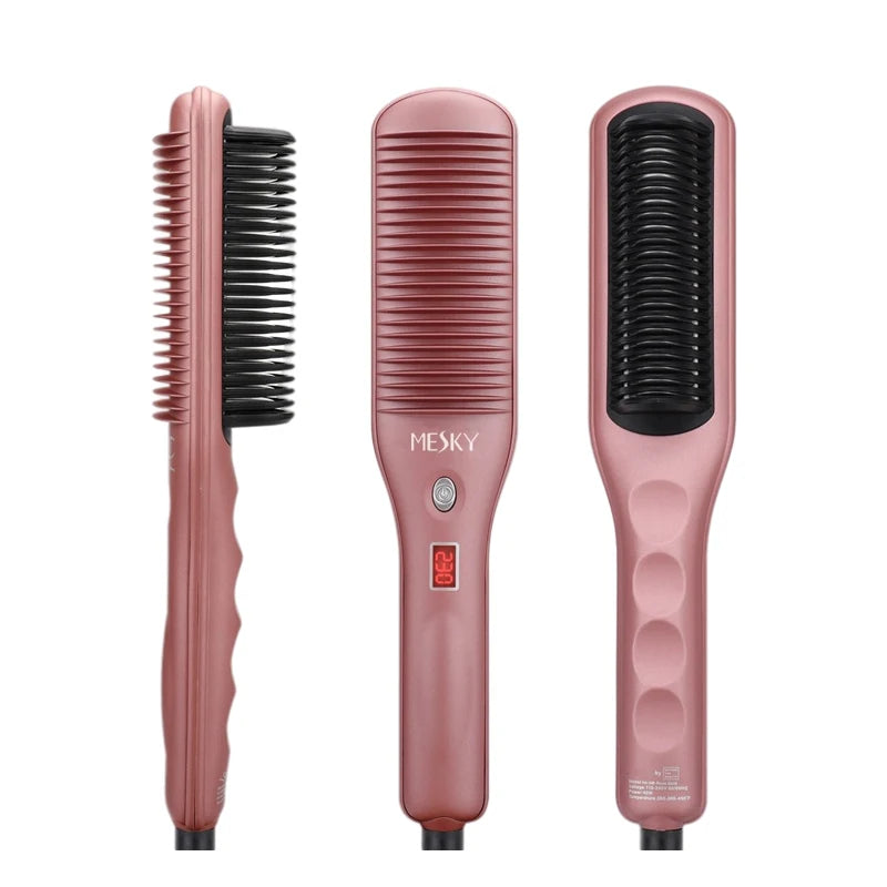 Professional Tik Tok Fast Silky Electronic Electric Men's Iron Flat Iron Hair Straightener Heat Brush for Natural Hair
