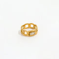 Joolim Stone Not Fall 18K Gold Plated Link Chain CNC Rectangle Zirconia Stainless Steel Chunky Band Statement Stainless Steel Ri