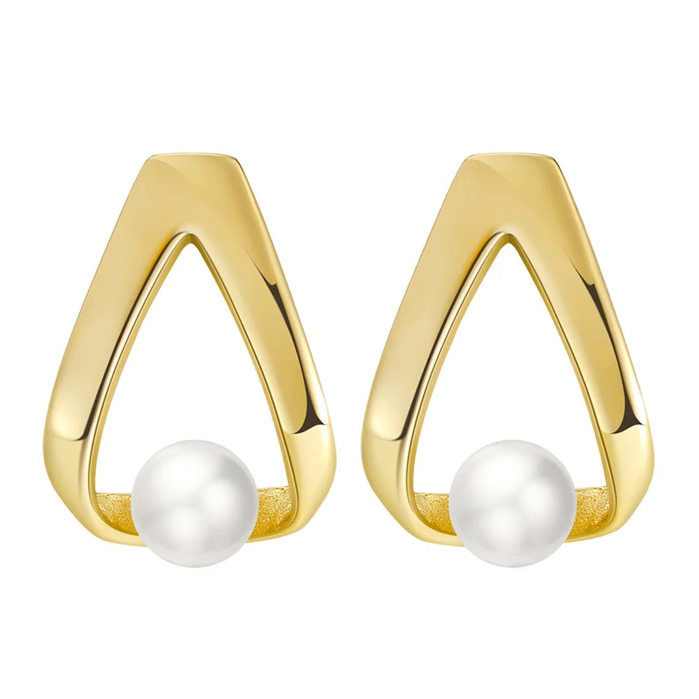 RINNTIN GPE35 Special Jewelry Cultured Pearls Earrings 925 Sterling Silver 14K Gold Plated Freshwater Pearls Earings for Women