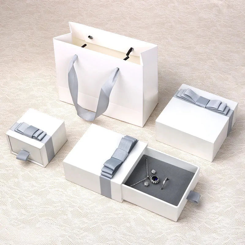 Wholesale Custom Printed Logo Jewelry Boxes with Drawer for Ring Stud and Pendant Gift Packaging