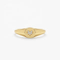 LOZRUNVE Fashion Jewelry Custom Wholesale Sterling Silver Pave CZ Stone Heart Signet Ring Women