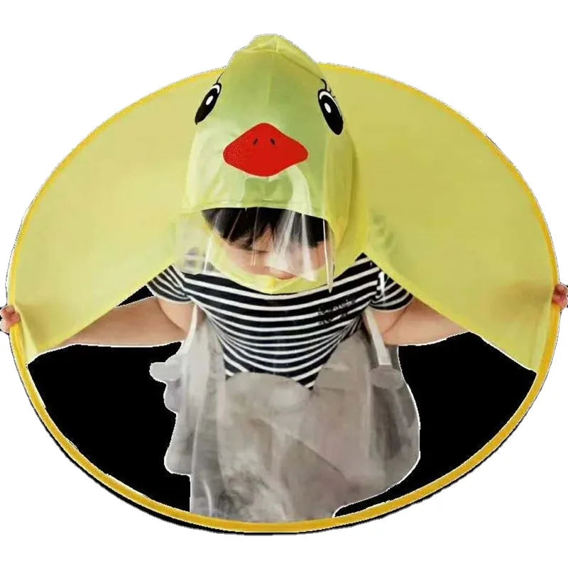 KM OEM Creative Reusable Girls Children's Rain Gear Foldable Waterproof Lightweight Rain Hat with Cartoon Pattern for School