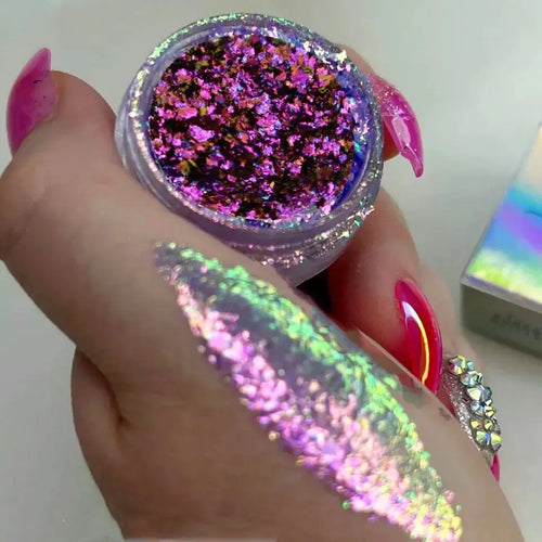0.2g Brocade Cloud Nail Chrome Discoloration Effect Shine Chameleon Nail Decoration Mirror Powder Colorful Flakes Nail Glitter P