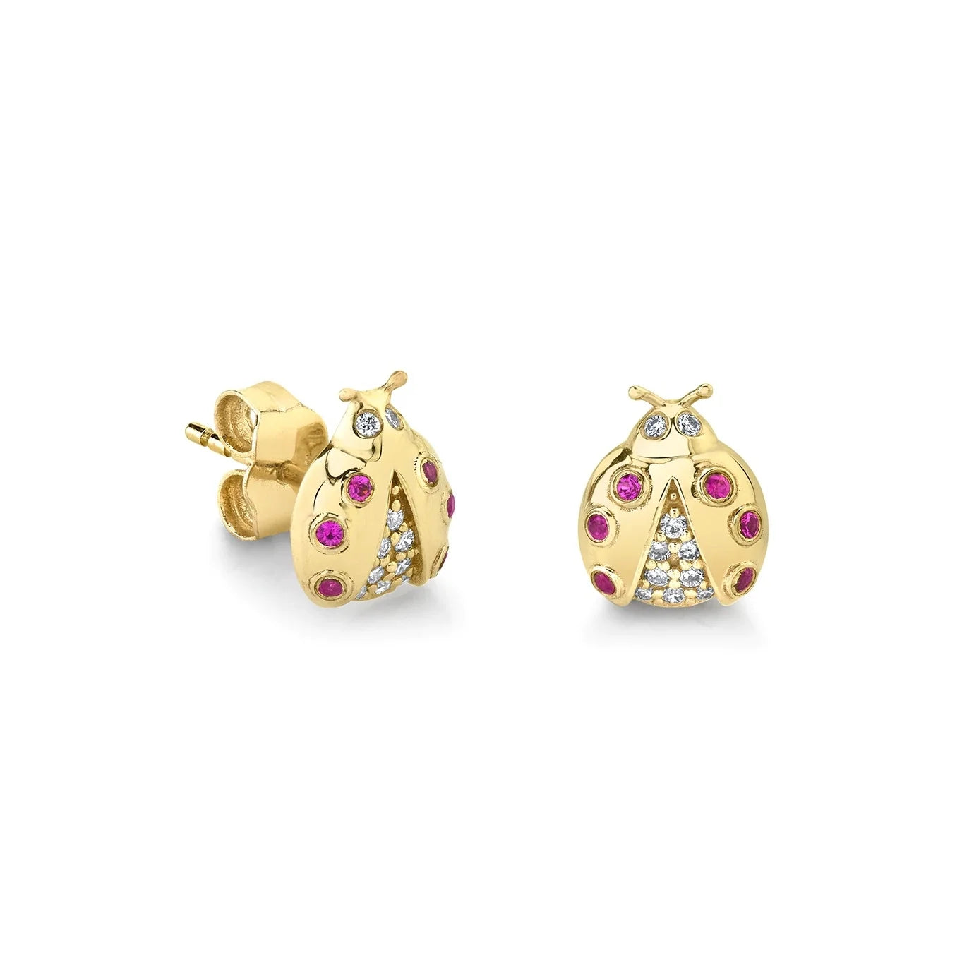 LOZRUNVE 14k Gold 18k Gold Plated 925 Silver Insect Animal Colored CZ Ladybug Cute Stud Earring Jewelry