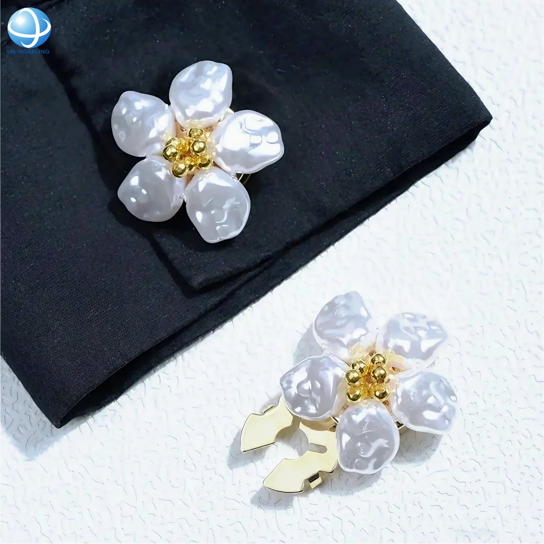 Baroco Style Pearls Flower Button Cover Female Jewelry Shirt Cufflink Button Clip for Festival Gifts