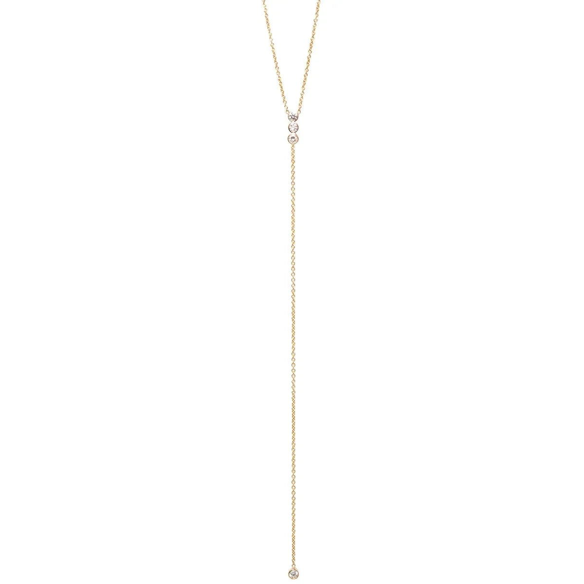 LOZRUNVE 925 Sterling Silver Rhodium Minimalist Bezel Diamond Lariat Necklace Collection