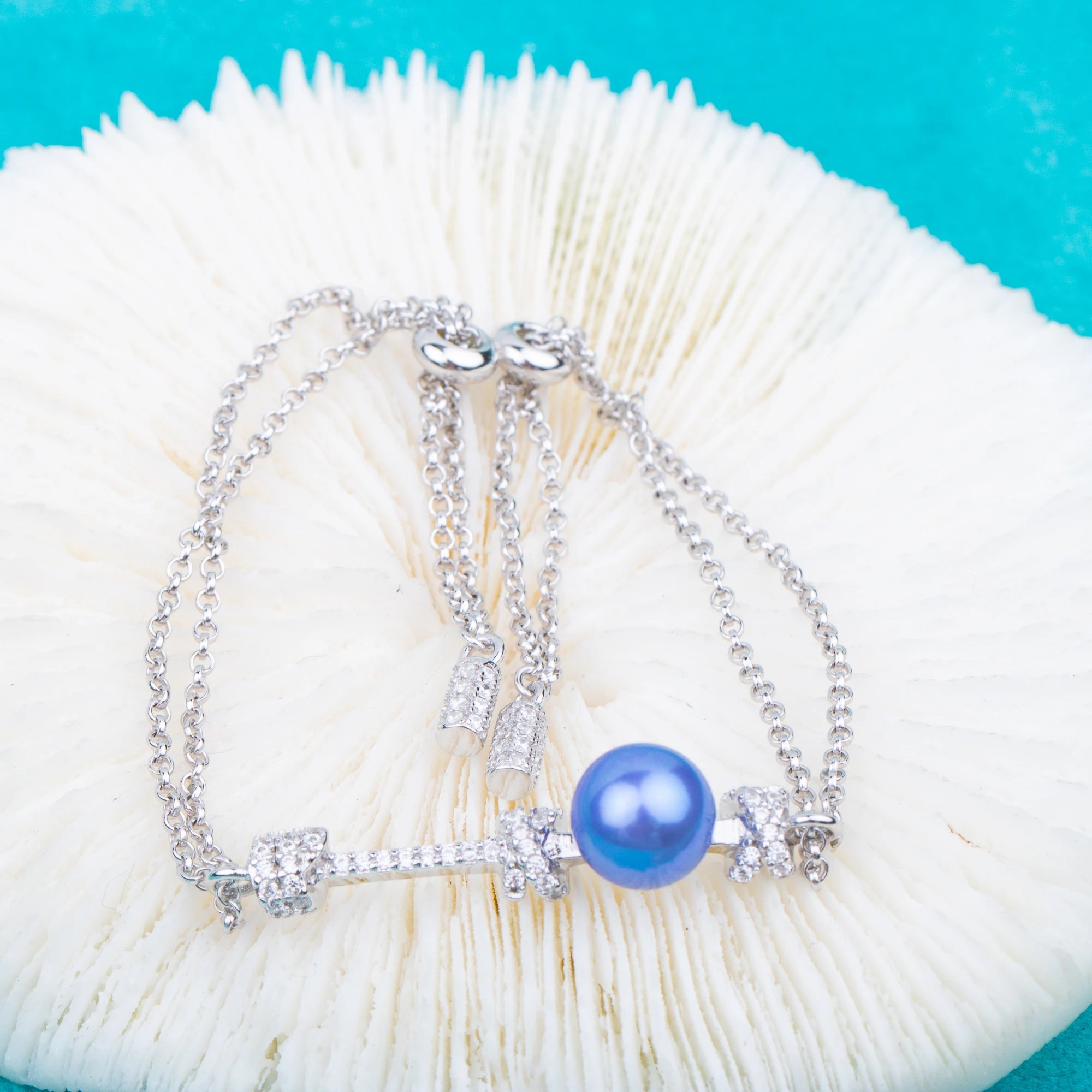 B030204 DIY 6-8mm Natural Freshwater Pearl Bracelet Accessory 925 Sterling Silver Adjustable Chain Bracelet for Women