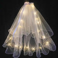 Handmade Mantilla Veil With Bowknot Beads and LED Lights for Promotional Party Supplies