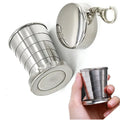 75ml Small Mini Stainless Steel Camping Mug Portable Folding Cup Outdoor Travel Demountable Collapsible Cup With Keychain