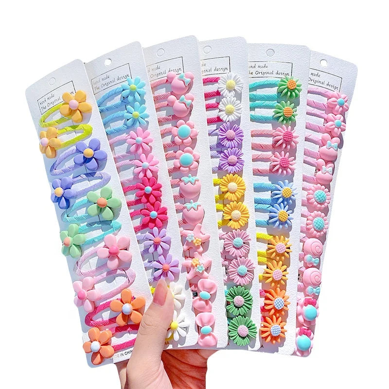 New Design Fancy 10pcs/set Cartoon Hair Clips for Baby Girl Cute Plastic Fruits Animals Hair Clip Sets Accessories