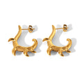 European and American New Stainless Steel 18K IP Gold Plated Geometric C- Shaped Irregular Hook Studs Earrings for Female