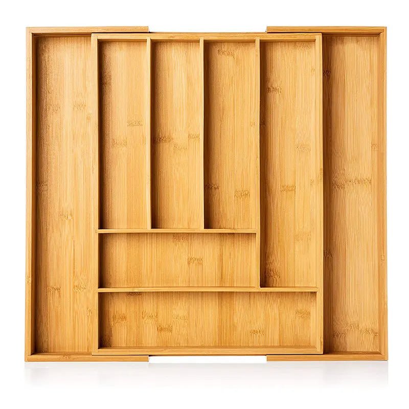 Home Kitchen Drawer Organizer Custom Adjustable Cutlery Bamboo Storage Trays for Tableware