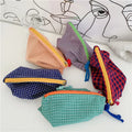 Fashion Plaid Cosmetic Travel Bag Cotton Fabric Wholesale Travel Makeup Cosmetic Bags Zipper Pouch Japan Style