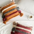 LL Boho Tufted Tassel Stripe Knitted Throw Decorative Pillow Case Cushion Cover Home Decor