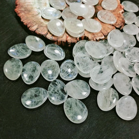 2026 Seven Chakras Clear Quartz Worry Stone Reiki Healing Crystals Stones with Thumb Scraping Board Box Set for Gift