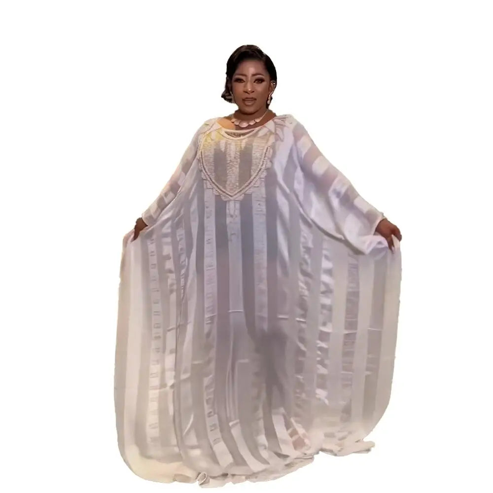 Promotion Support Plus-size Dress Chiffon Two Piece Skirt Set Luxury Rhinestones African Print Dresses