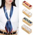 Jachon Creative Enamel Silk Scarf Ring Clip for Women 14K Gold High-quality Horse Buckle Women's Brooch Zircon Scarf Ring Clip