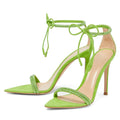 Large Sizes Fashion Lace up Ankle Strap Sandals Women Rhinestone Stiletto High Heels Pointed Toe Summer Party Wedding Wear Shoes