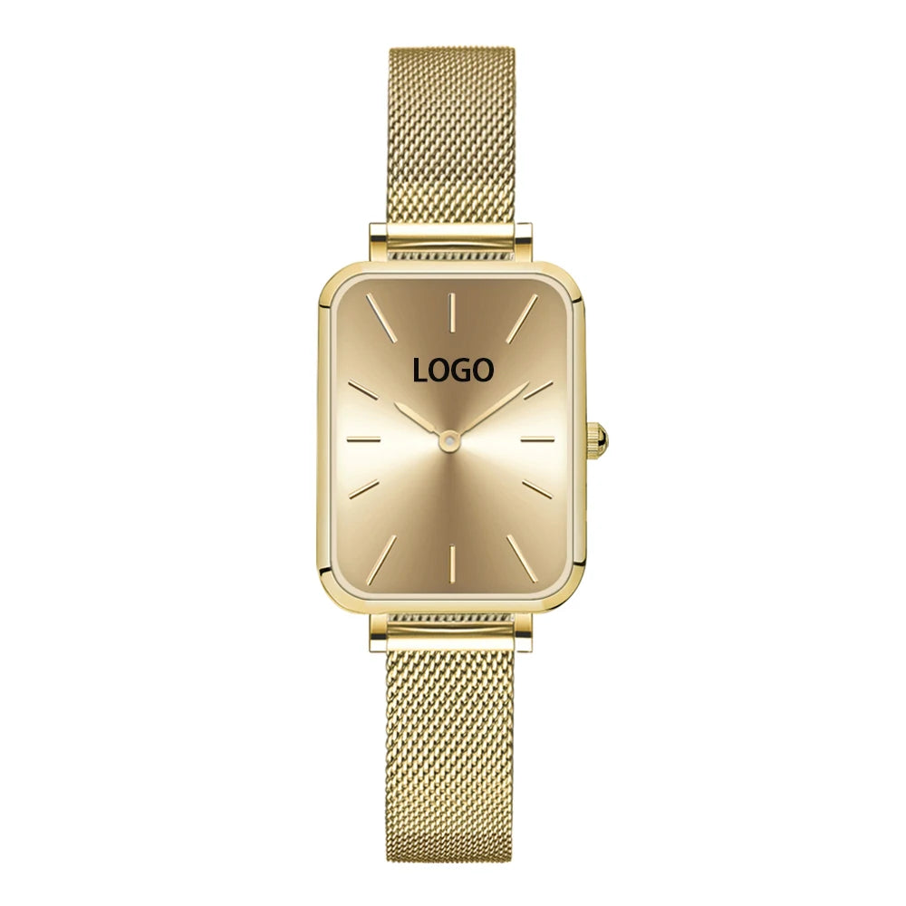 Hannah Martin Watch Manufacturers Private Label Silm Stainless Steel Straps Hand Watch Square Dial Minimalist Watch for Woman