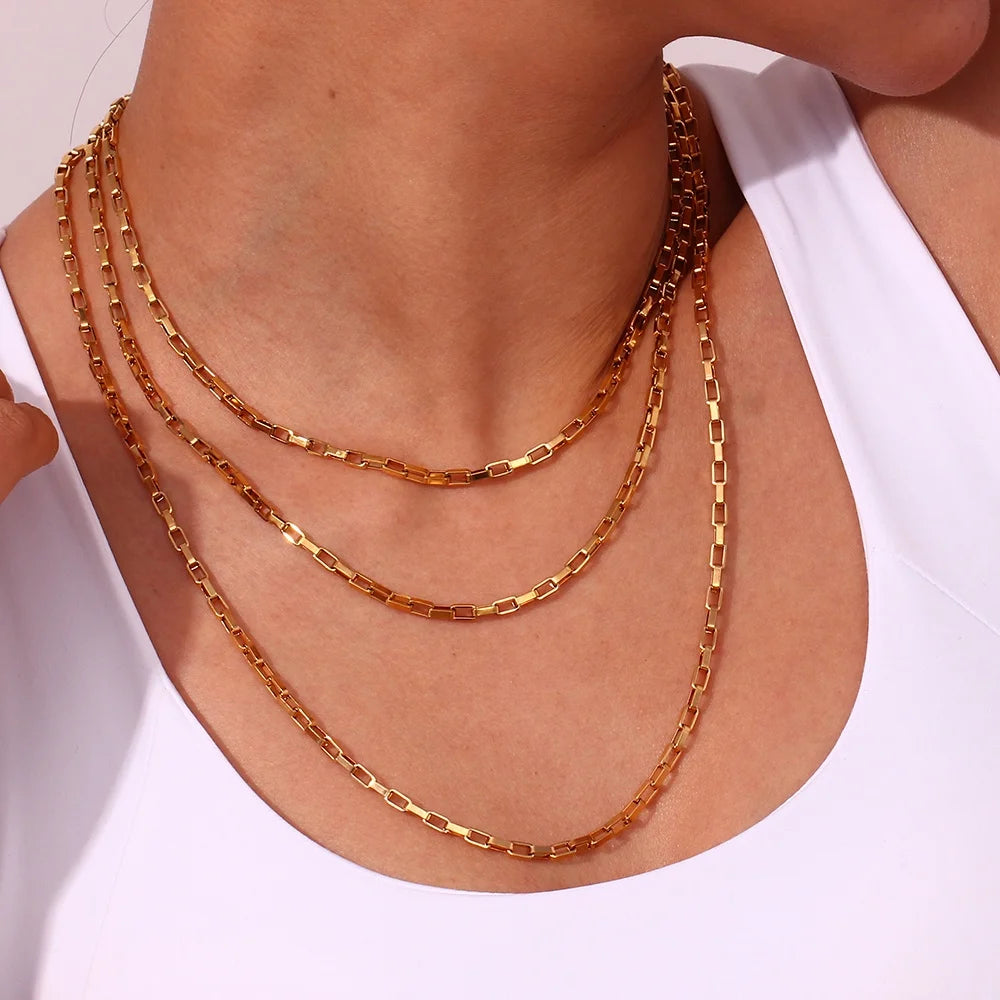 Dreamshow Tarnish Free Jewelry Chunky Box Chain Necklace Stainless Steel Chain Jewelry Accessories