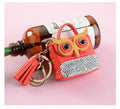 New Style Luxury Owl Mini Headphone Bag Leather Tassel Keyring Key Chain Keychain