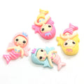 Wholesale 16*25*5mm Mini Flat Back Mermaid Resin Beads Beautiful Kawaii Cabochon 100pcs/bag for Hair Clip Makings