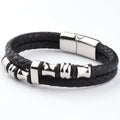 Europe Style Unisex Men's 316L Stainless Steel Clasp Black Leather Bracelet Hot Selling Fashion Charm Bracelets