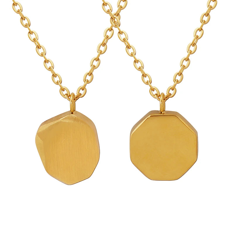 Design Geometric Necklace Irregular Shaped Bright Round Pendant Necklace Girl Gift Jewelry