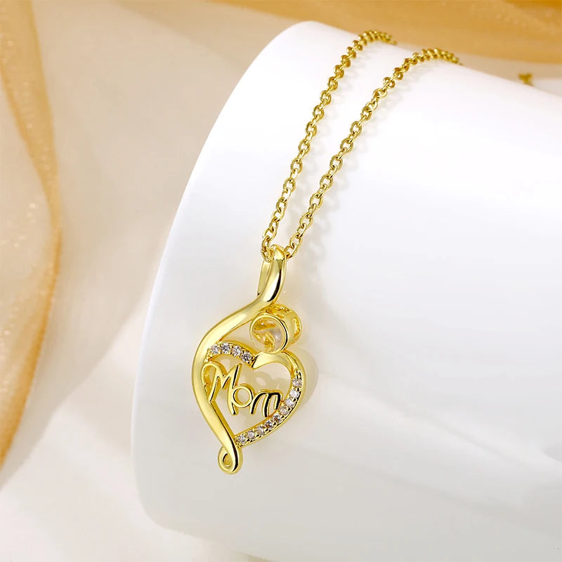 Clavicle Chain Love Double Heart Diamond Stone Pendant Ladies Mom Heart Necklaces  Customized Photo