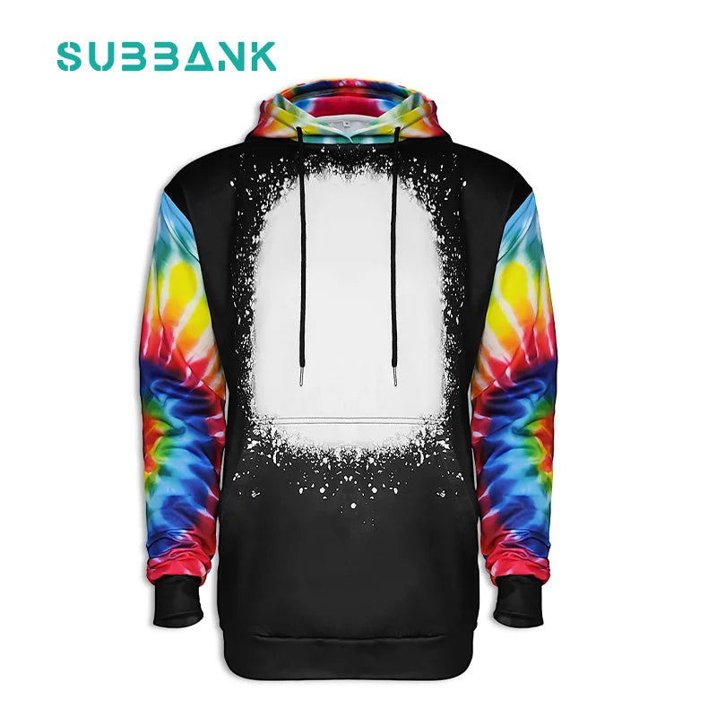 Subbank Wholesale Large Size Sublimation Hoodie Blank Printing Logo 100% Polyester Faux Bleach Sublimation Blanks Sweatshirts