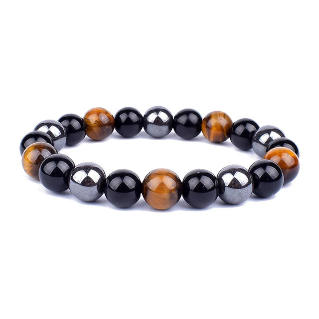 Natural Black Onyx Hematite Tiger Eye Stone Beads Bracelet for Men Agate Main Stone Energy Balance Lovers Bracelet Perfect Gift