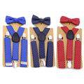 Boys Girls Suspenders Set 2.5cm Y-Shape Polka Dots Baby Kids Suspender Bowtie Set for Children Wedding Bowties Black Braces Belt