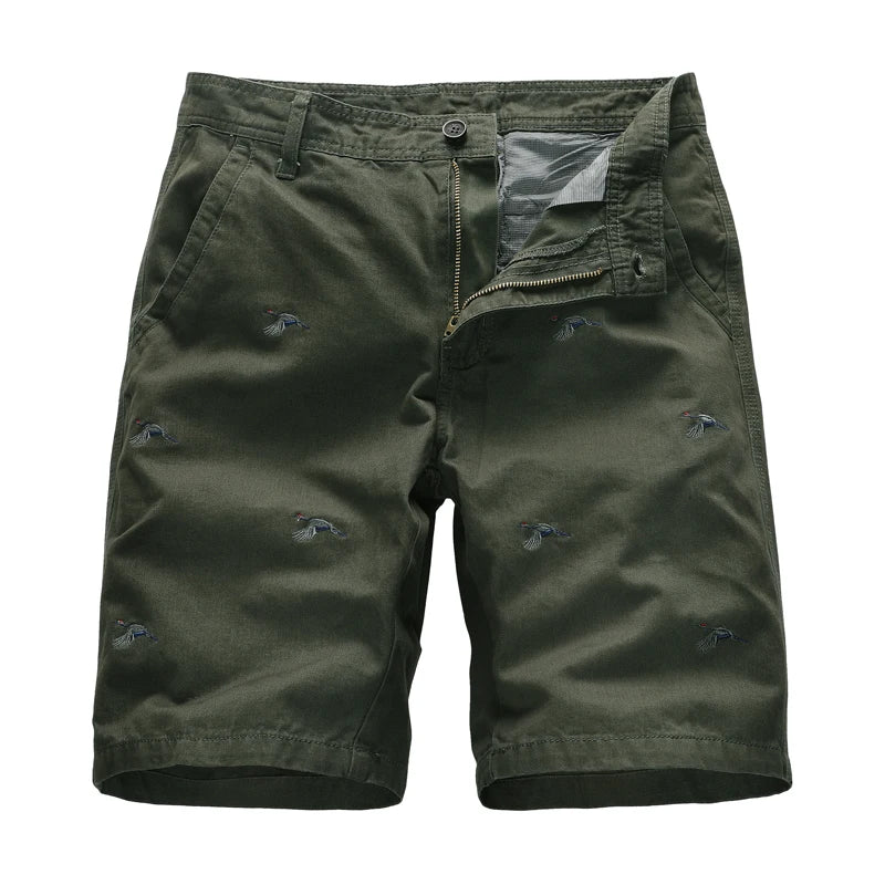 Men's Summer Cargo Shorts 100% Cotton Worsted Zipper Fly Solid Casual Quick Dry Breathable Eco-Friendly Knee Length Sports