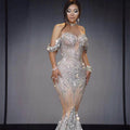 2023 Custom Organza Beaded Strapless Catwalks Roupa Vestido Largo De Mujer Wedding Dress Gown Haute Couture Tailed Dress