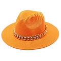 Wholesale Summer Women Straw Hat With Chain Female Fedora Jazz Hat Sun Beach Caps Travel Outdoor