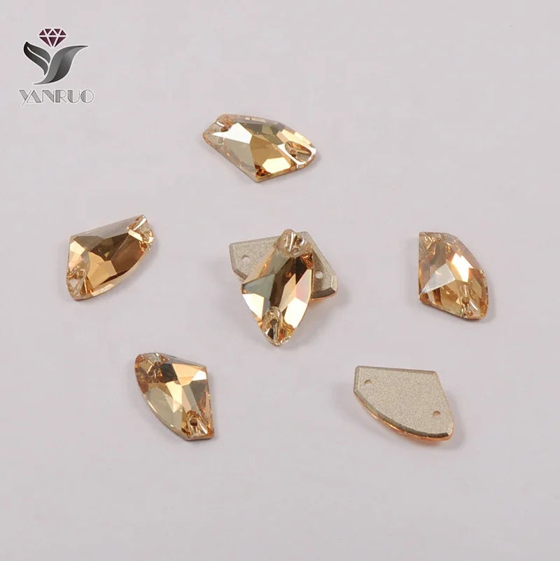 YANRUO 3256 Golden Shadow All Size  Galactic  Strass Flat Back Two Holes Sew on Rhinestones Crystal for Dance Dresses