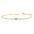 LOZRUNVE 18k Gold Solitaire Emerald Pear Cut Small Curb Chain Bracelet 925 Sterling Silver