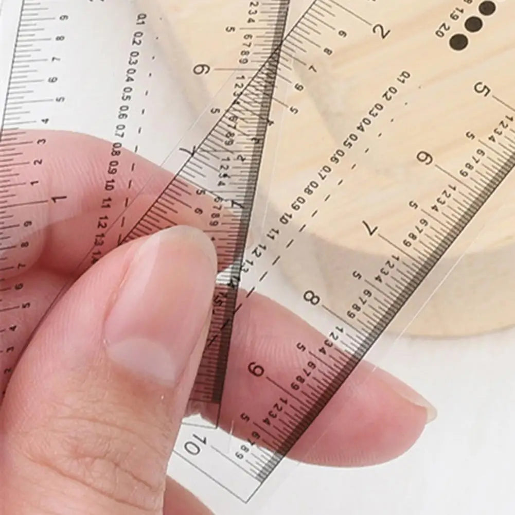 Transparent Soft Ruler Nail Extension Plastic Manicure Tool with Straightedge for Size Measurement & Rhinestone Decoration