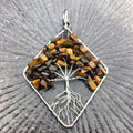 HZ Factory Directly Wholesale Natural Tiger Eye Chips Tree of Life Necklace Leather Chain Tree Pendant Palm Tree Necklace