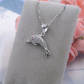Fine Animal Charm Collection Designs Dolphin Necklace Charm Jewelry Silver Pendant 925 with CZ Stones