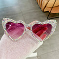 Vintage Luxury Rhinestone Sun Glasses Female Shades Diamond-studded Heart Sunglasses