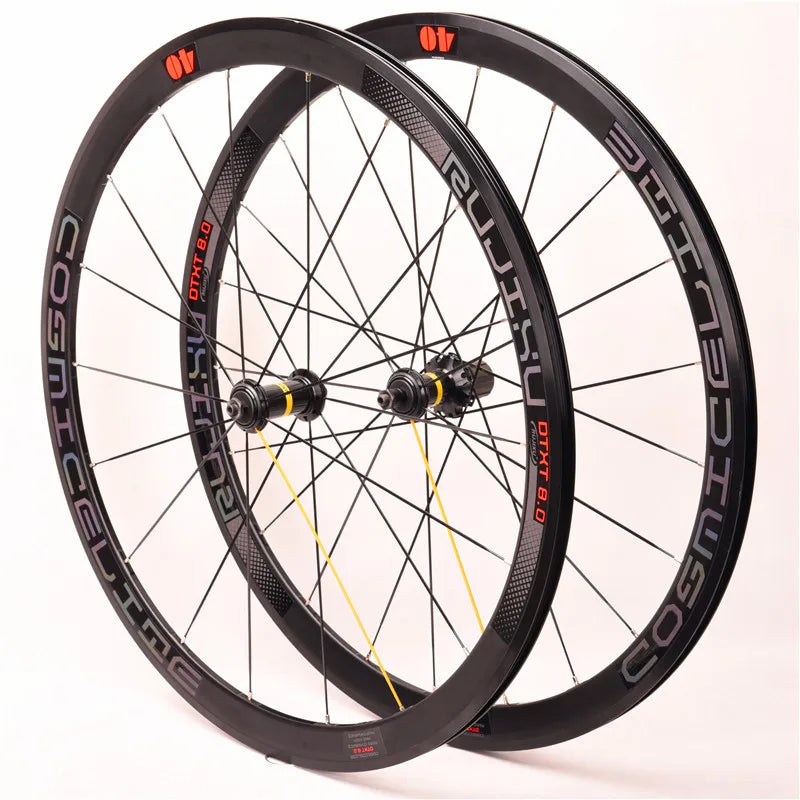 RUJIXU 700C V/Carbon Fiber Bicycle Wheelset with Aluminum Alloy Rim and V Brake System for Road Riding