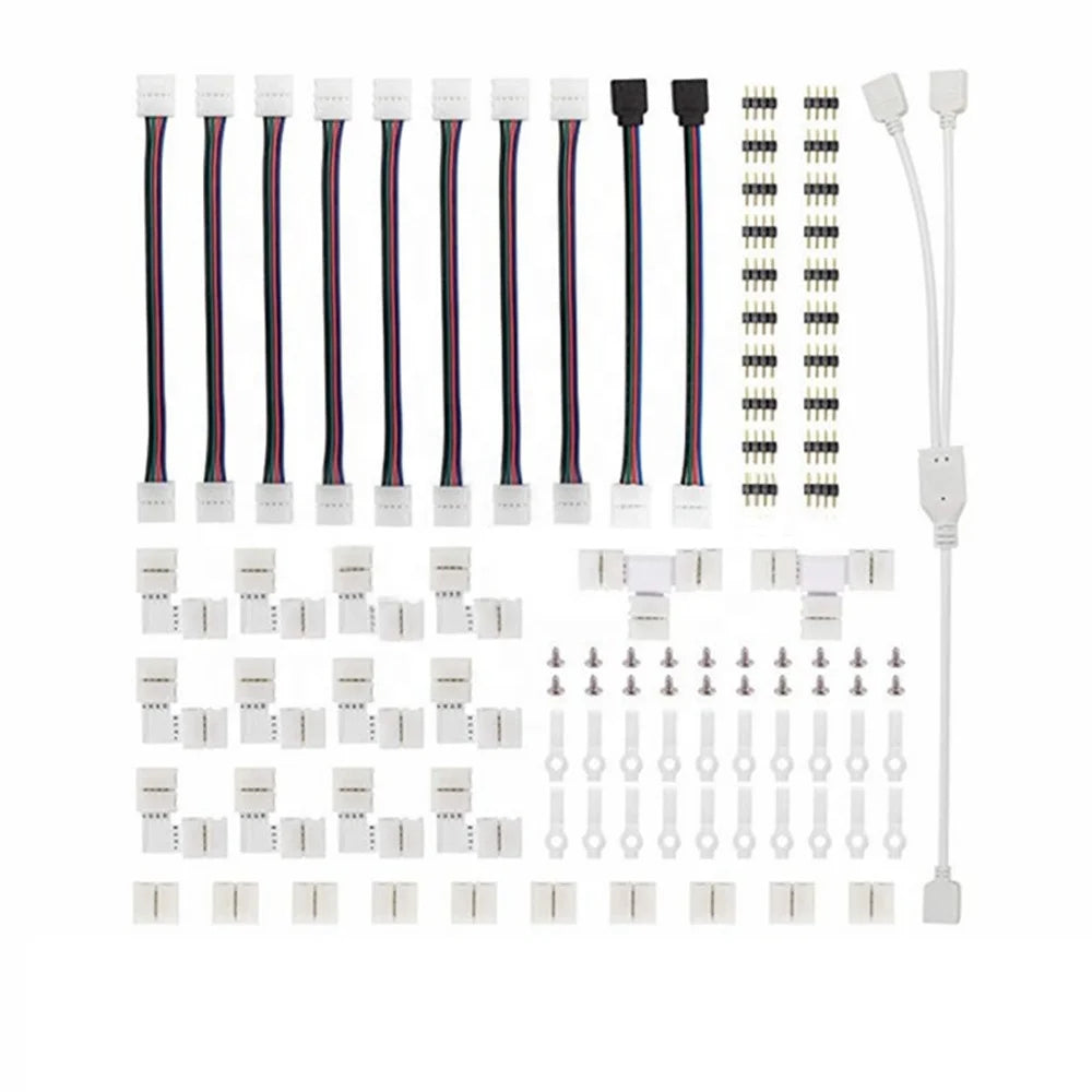 5050 4Pin RGB LED Tape Connector Plug Power Splitter Cable 4 Pin 8mm Needle Female Connector Wire for Light Strip Accessories