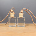 15ml Clear Flat Square Empty Glass Bottle Car Diffuser Perfume Aromatherapy Bottle With Wooden Lids Hanging Lace