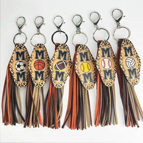 Letter Mom Ball Keychain Leather Charm Western Style Keychain Multi Color Tassel Fringe Keychain Mother's Day Gift 2024