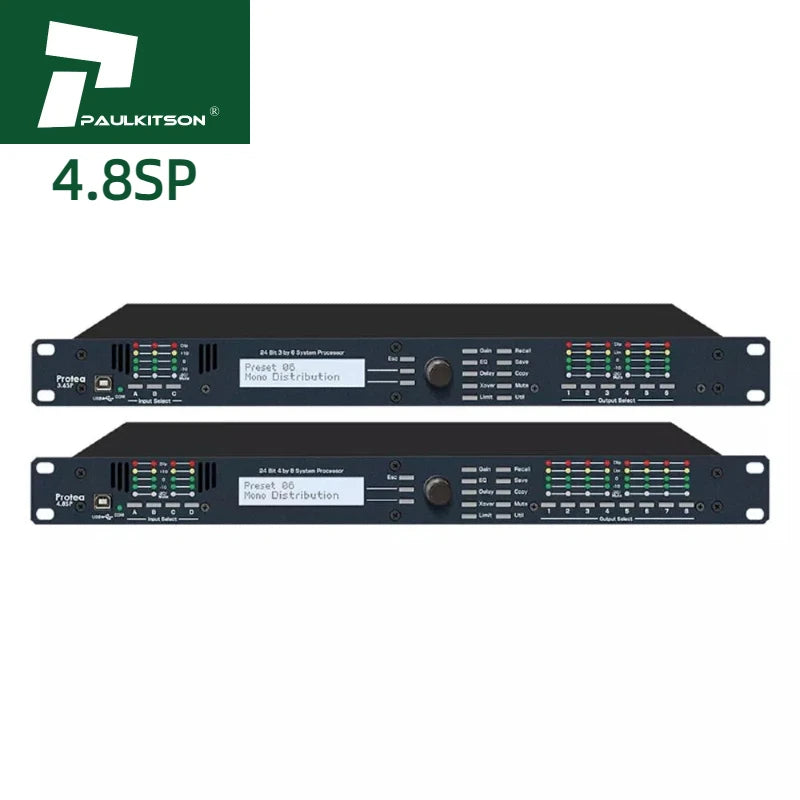 Paulkitson Metal Audio Processor Dsp 4.8SP 4-in 8-out Audio Speaker Management & Effects Processor