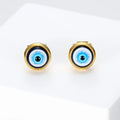 18K Gold Plated Classic Stud Earrings Delicate Fashion Mini Stainless Steel Women Small Evil Eye Party Wedding Gift