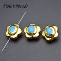 Wholesale Natural Gemstone Freeform Gold Plated Flower Shape Turquoise Stone Loose Beads for Jewelry Making