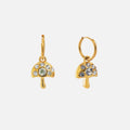 Dazan New Winter Trendy 18k Pvd Gold Plated Stainless Steel Vintage Snowflake Zircon Mushroom Earrings Cute Girlfriend Jewelry