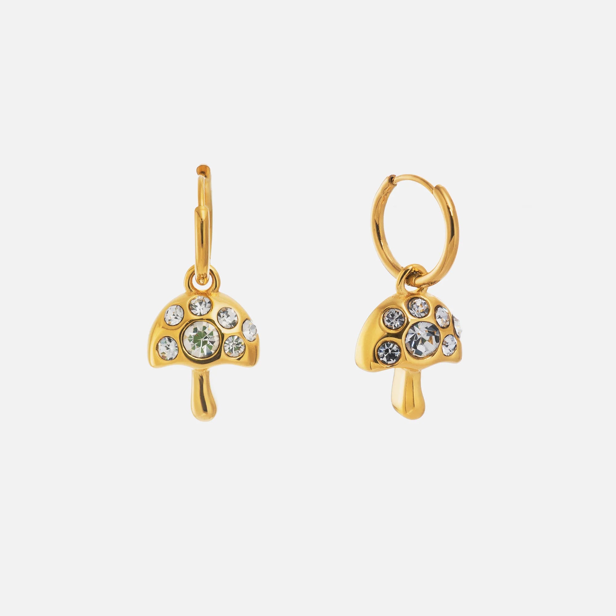 Dazan New Winter Trendy 18k Pvd Gold Plated Stainless Steel Vintage Snowflake Zircon Mushroom Earrings Cute Girlfriend Jewelry